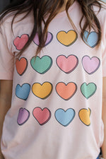 Rainbow Hearts Tee-Peach