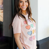 Rainbow Hearts Tee-Peach