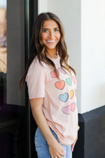 Rainbow Hearts Tee-Peach