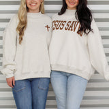 Jesus Saves Reversible Mock Neck Sweatshirt