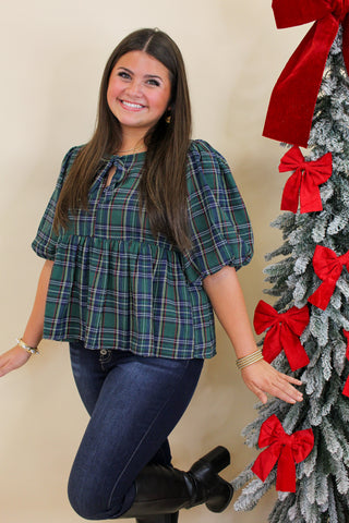 Holiday Plaid Babydoll Top