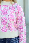 Retro Flower Sweater-Pink