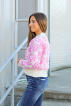 Retro Flower Sweater-Pink