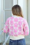 Retro Flower Sweater-Pink