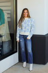 Retro Flower Sweater- Blue