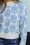 Retro Flower Sweater- Blue