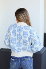 Retro Flower Sweater- Blue