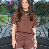 Comfy Contrast Stitch Top