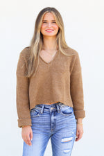 Cutie Crop Sweater-Cocoa