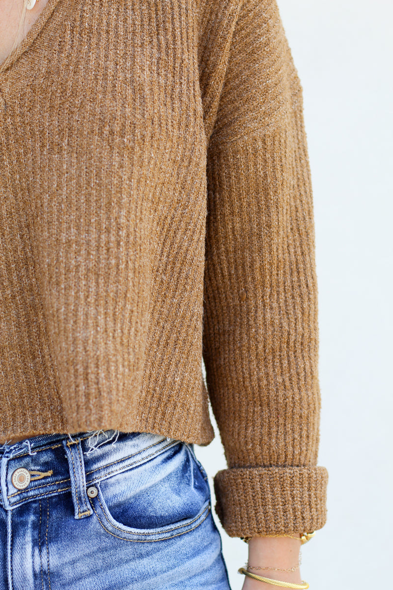 Cutie Crop Sweater-Cocoa