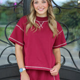 Comfy Contrast Stitch Top