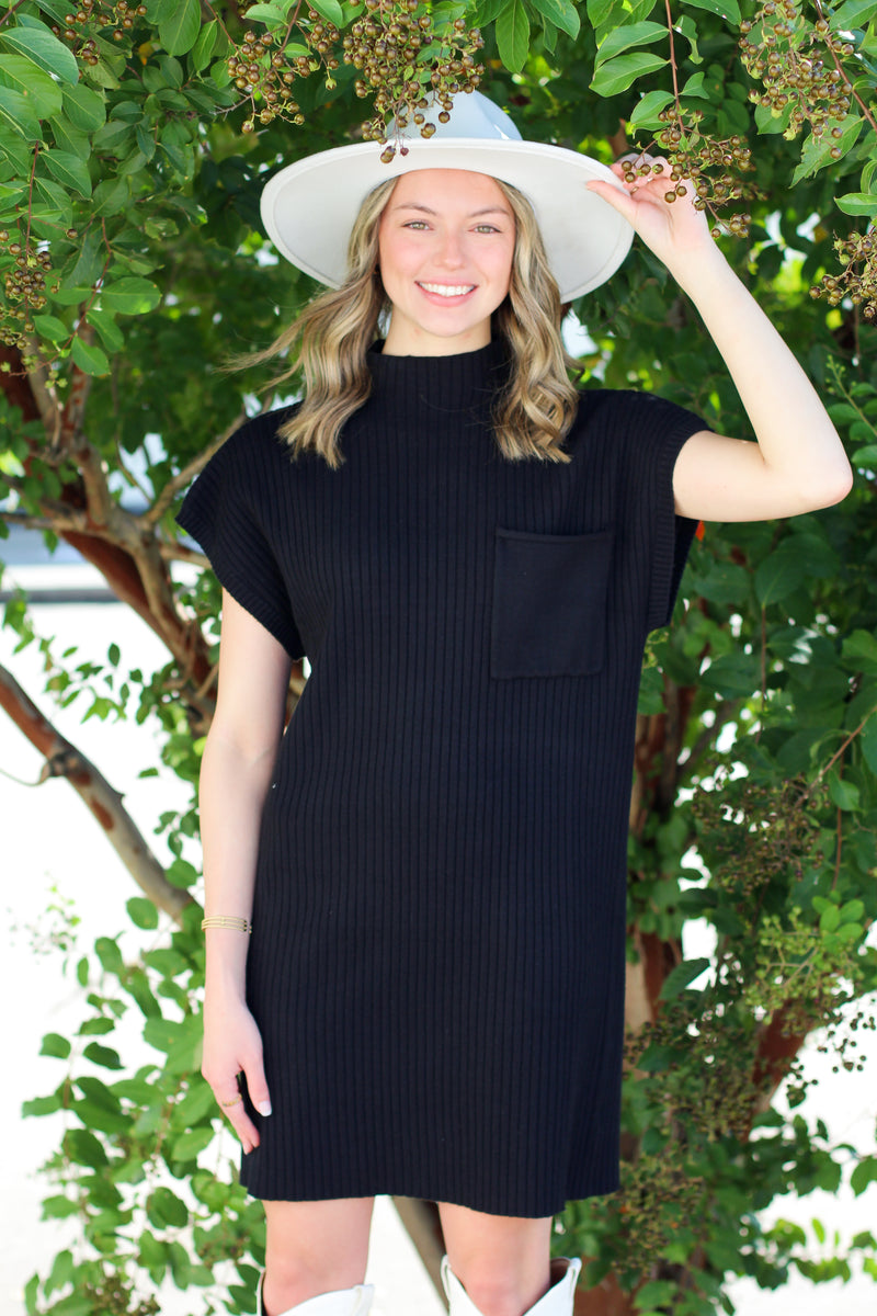 Mock Neck Pocket Dress