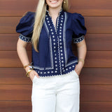 Eyelet Scallop Trim Top