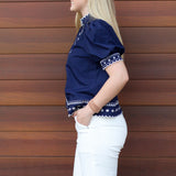 Eyelet Scallop Trim Top