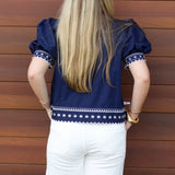 Eyelet Scallop Trim Top