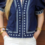 Eyelet Scallop Trim Top