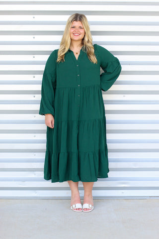 button down midi dress