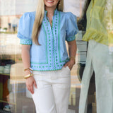 Eyelet Scallop Trim Top