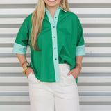 Two Tone Button Top