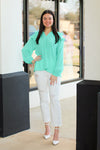 A Little Ruffle Top-Turquoise