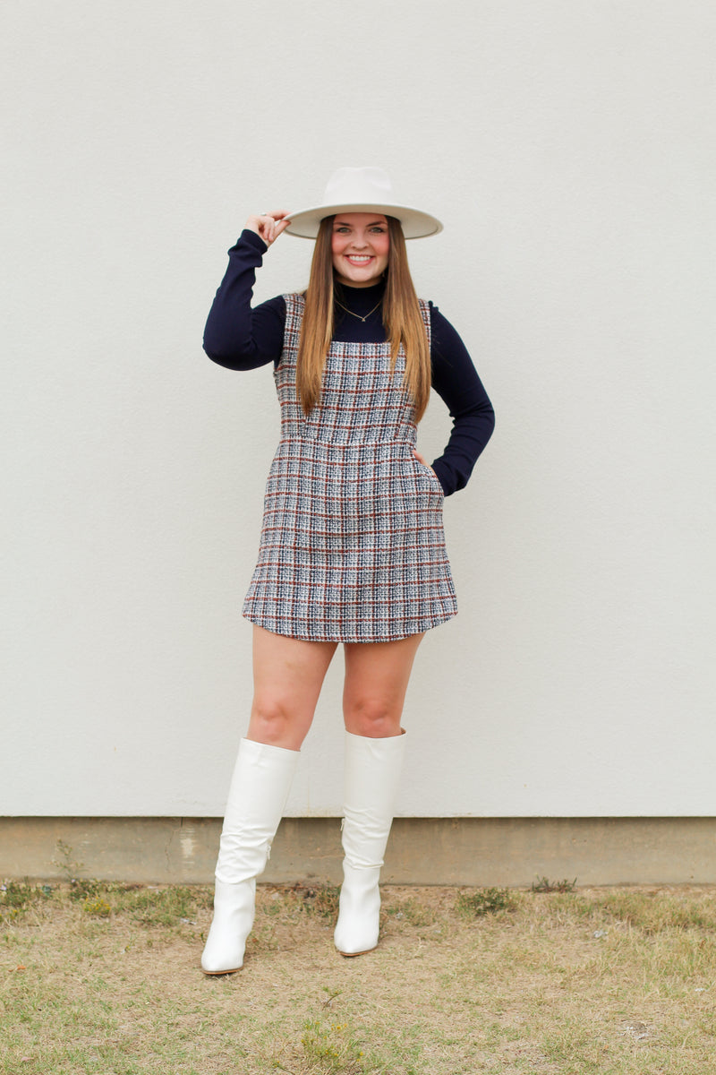Thankful Tweed Romper-Navy/Rust