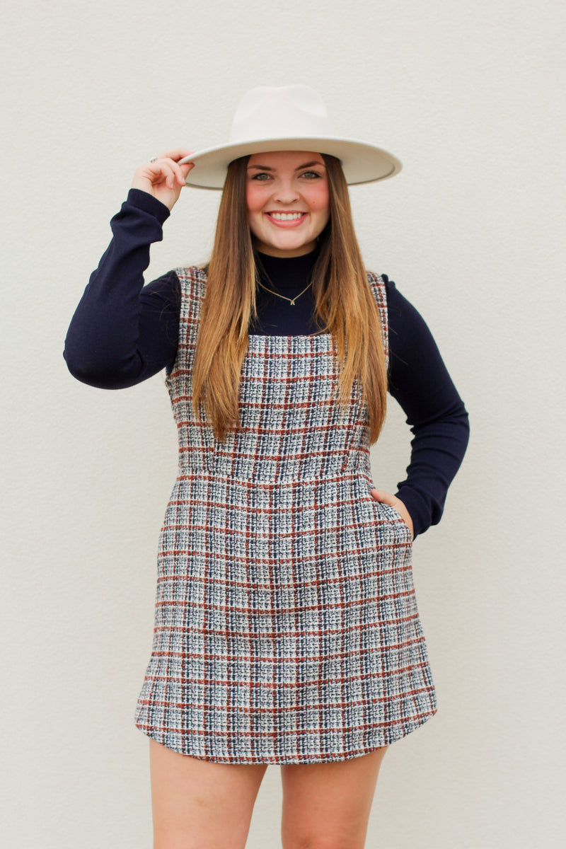 Thankful Tweed Romper-Navy/Rust