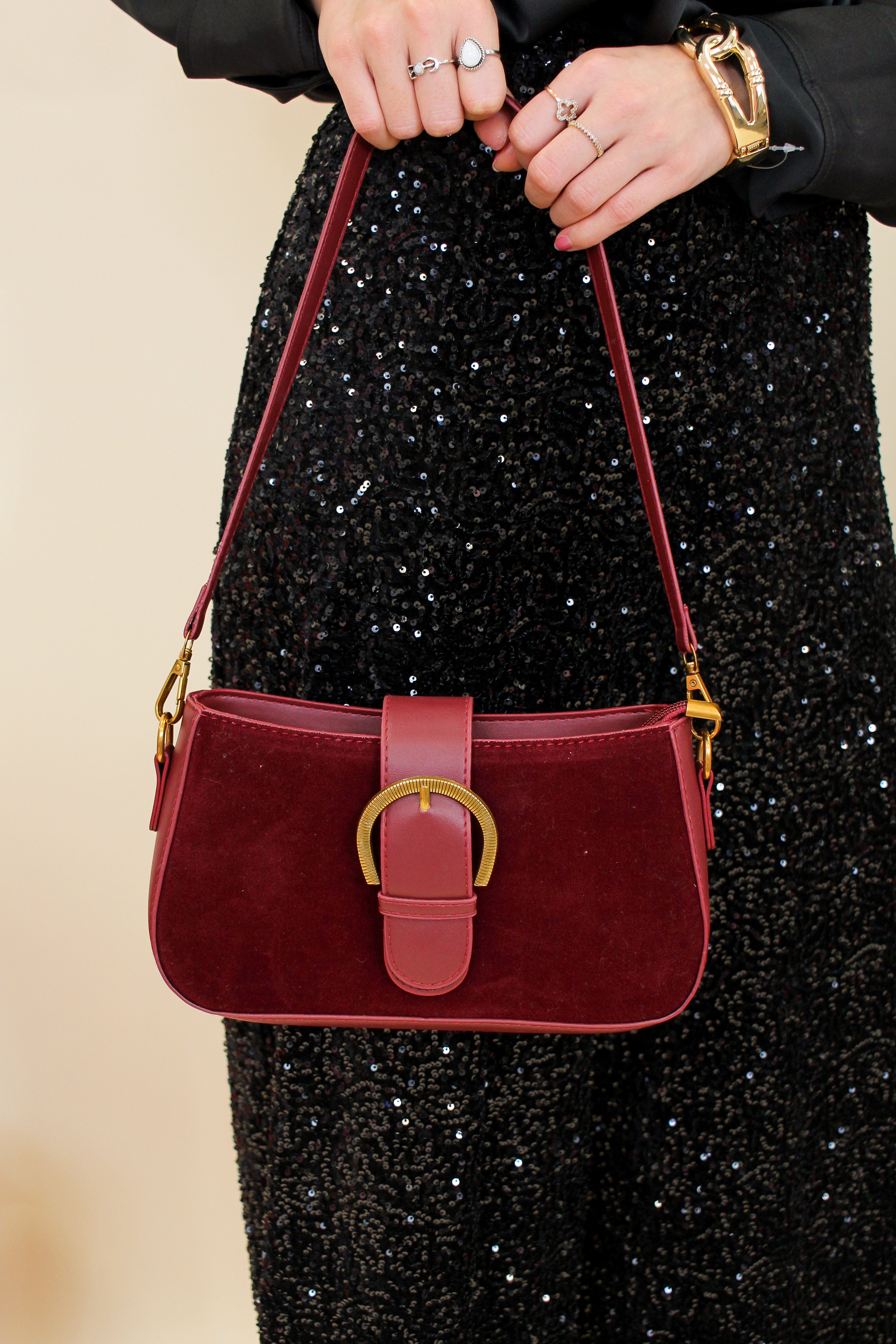 cherry red buckle purse