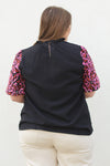 Embroidered Sleeve Top-Black