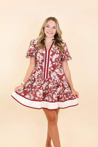 burgundy floral dress