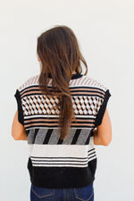 Pattern Fall Vest-Black