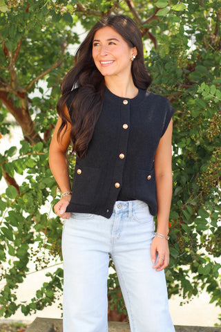 gold buttons sweater vest