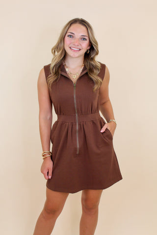 soft zip up dress with collar