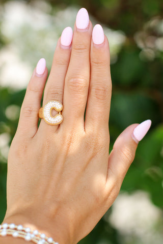 Bling Bubble Initial Ring