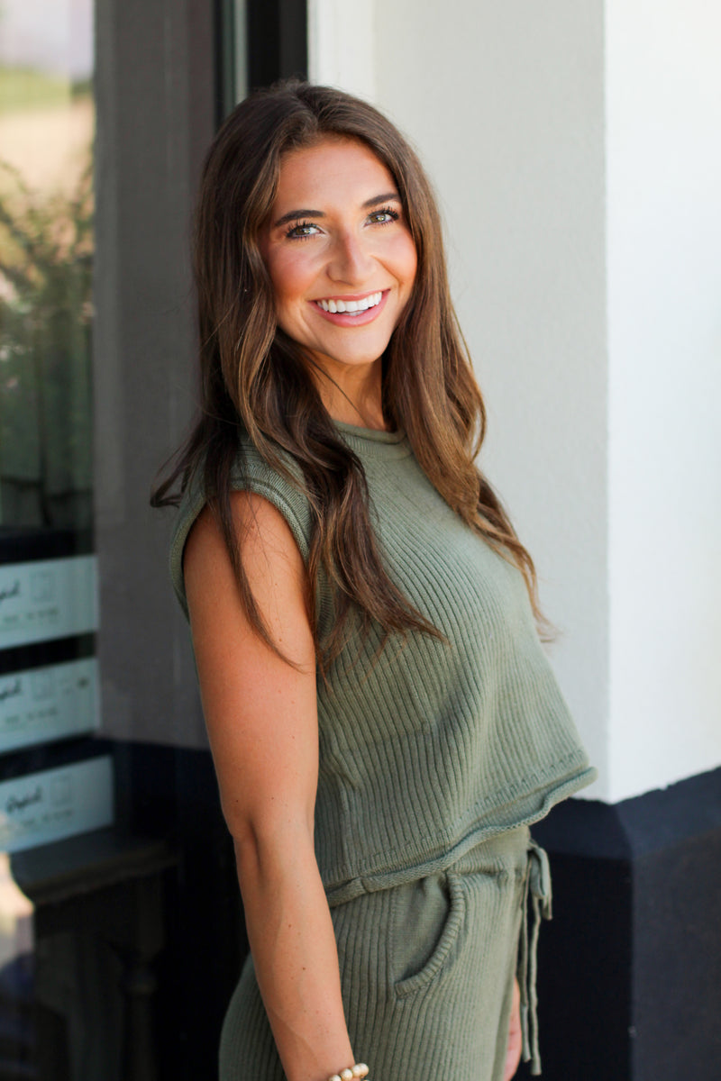 Nothing But Knit Top-Olive