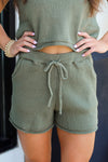 Nothing But Knit Shorts-Olive