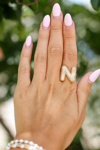 Bling Bubble Initial Ring
