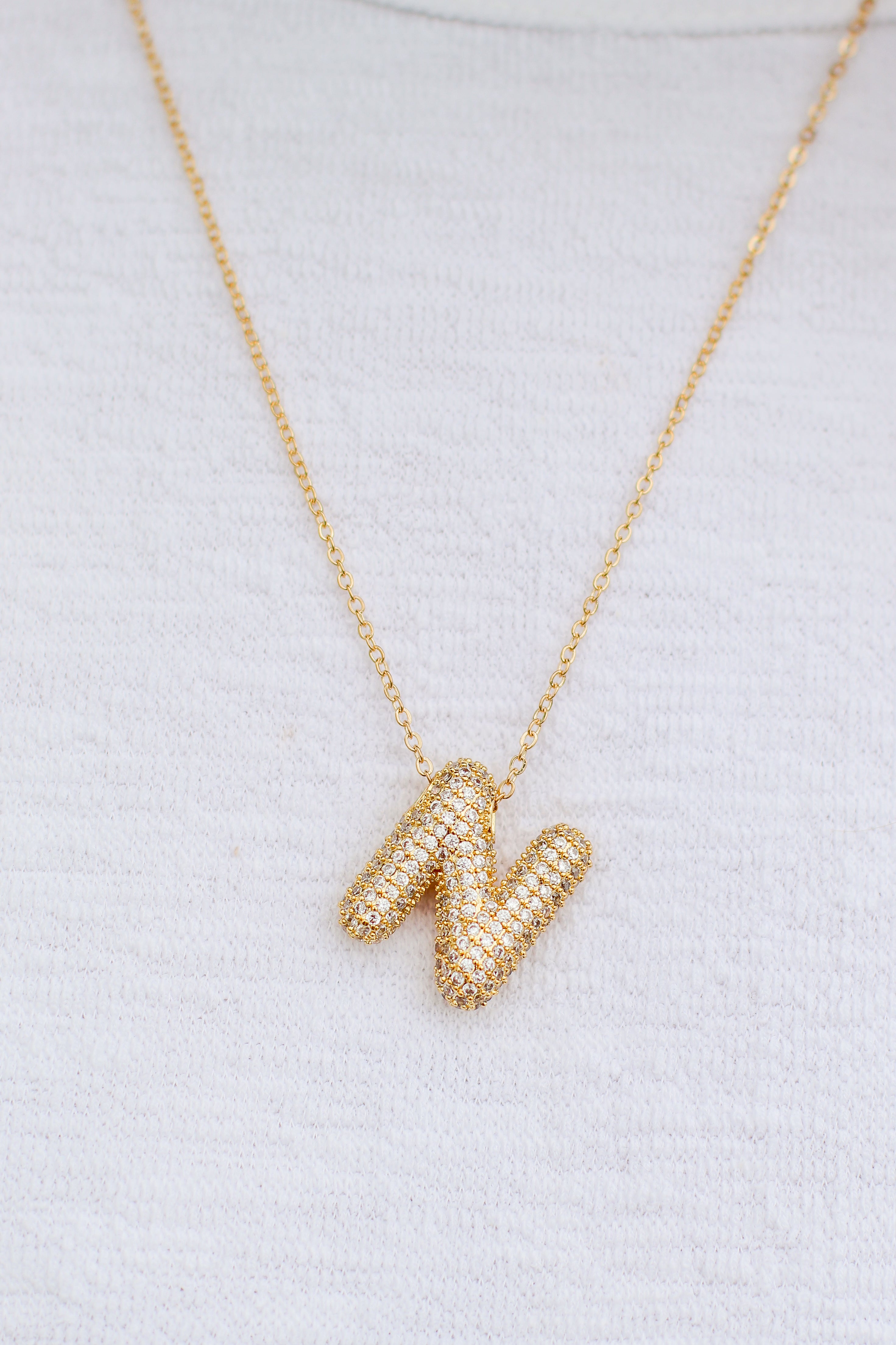Bling Bubble Initial Necklace