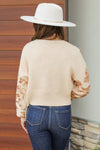 Embellished Knit Sweater-Beige
