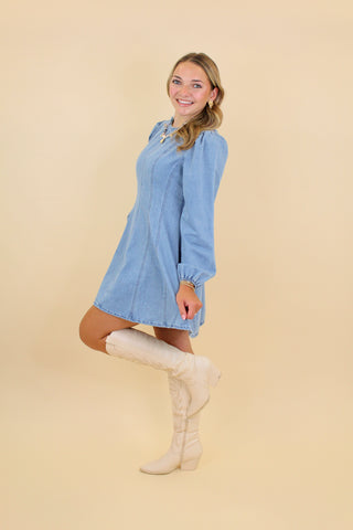 Detailed Denim Stitch Dress
