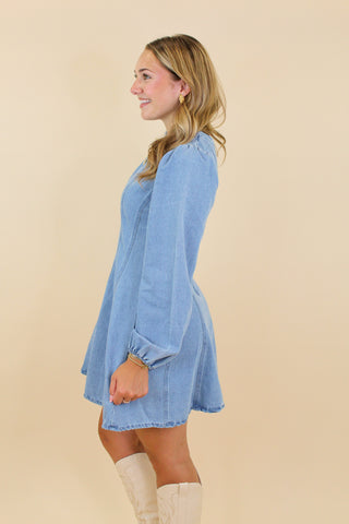 Detailed Denim Stitch Dress