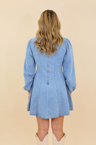 Detailed Denim Stitch Dress