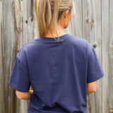 Sequin Flag Tee-Navy