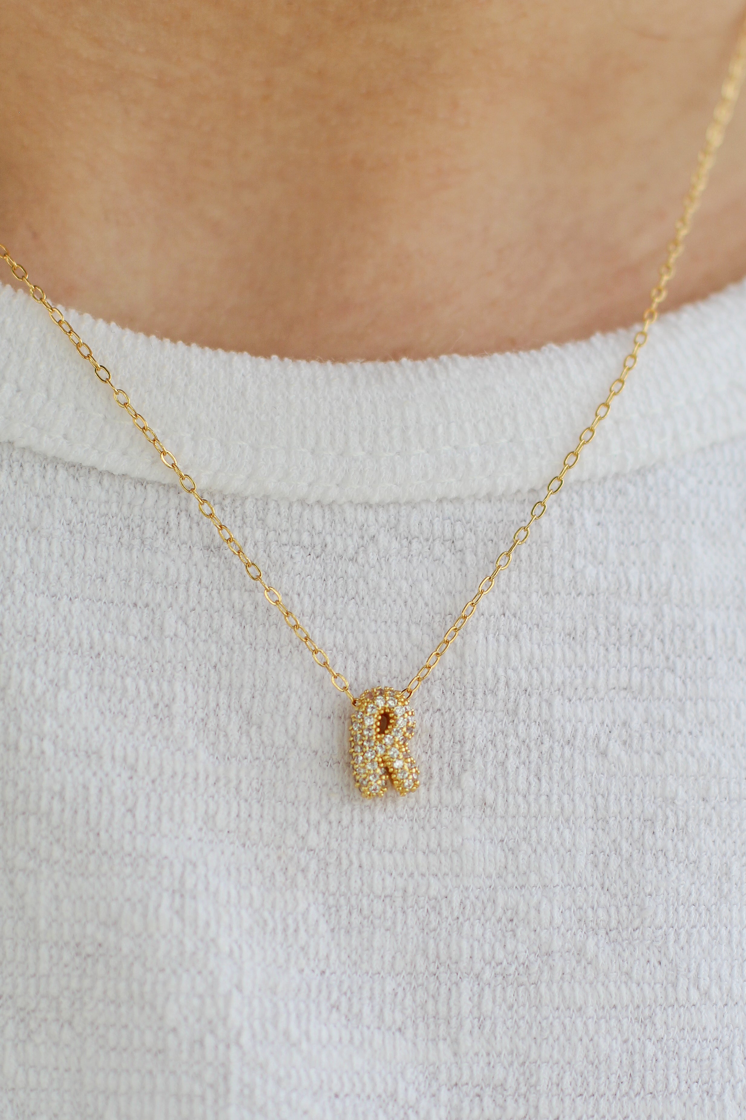 Mini Bling Bubble Initial Necklace
