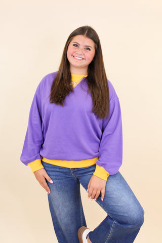two tone crew neck sweatshirt