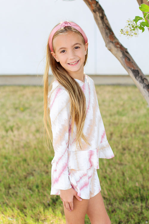Too Cute Tie Dye Set-Mauve/Tan
