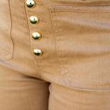 Embellished Button Straight Leg Jeans