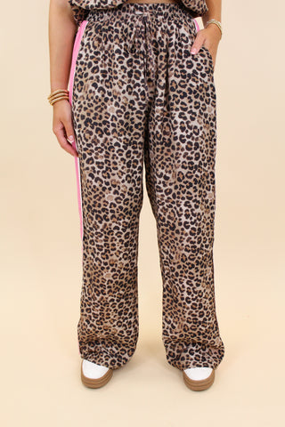 leopard drawstring pants