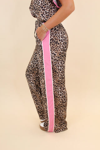 Leopard Color Trim Pants