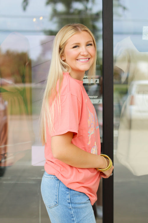 Pastel Tiger Tee-Coral
