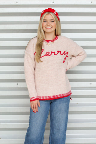 Merry Christmas Embroidered Sweater